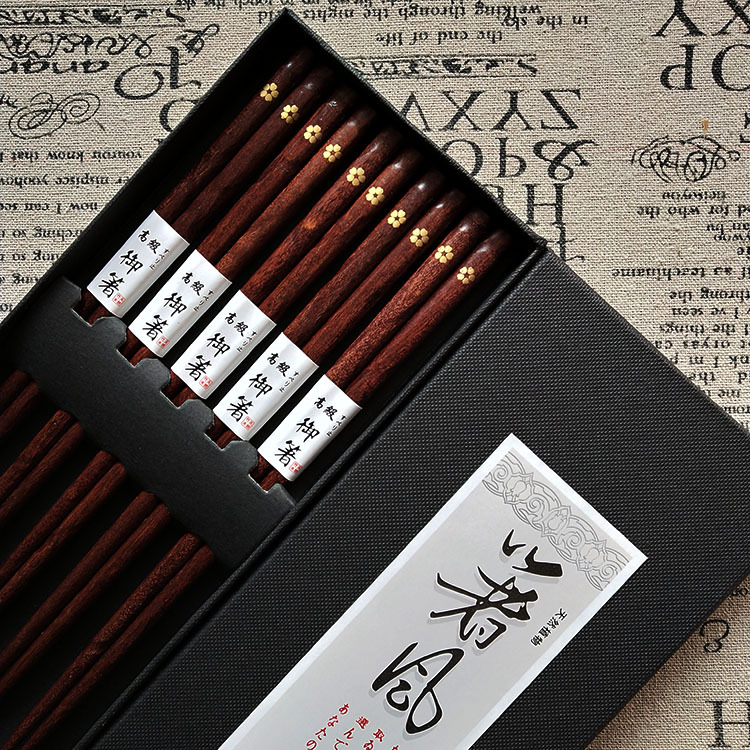 Five pairs of high-end gift chopsticks in gift box
