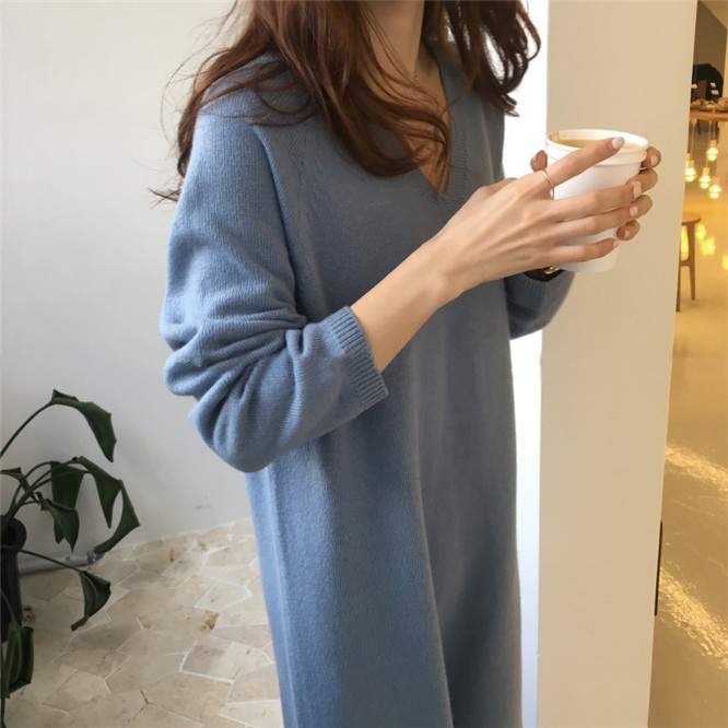 Cashmere V-Neck Knitted Dress, picture 6 of 6