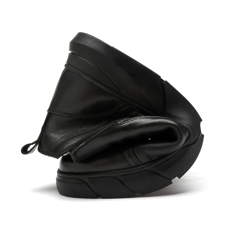 Casual top layer cowhide leather boots