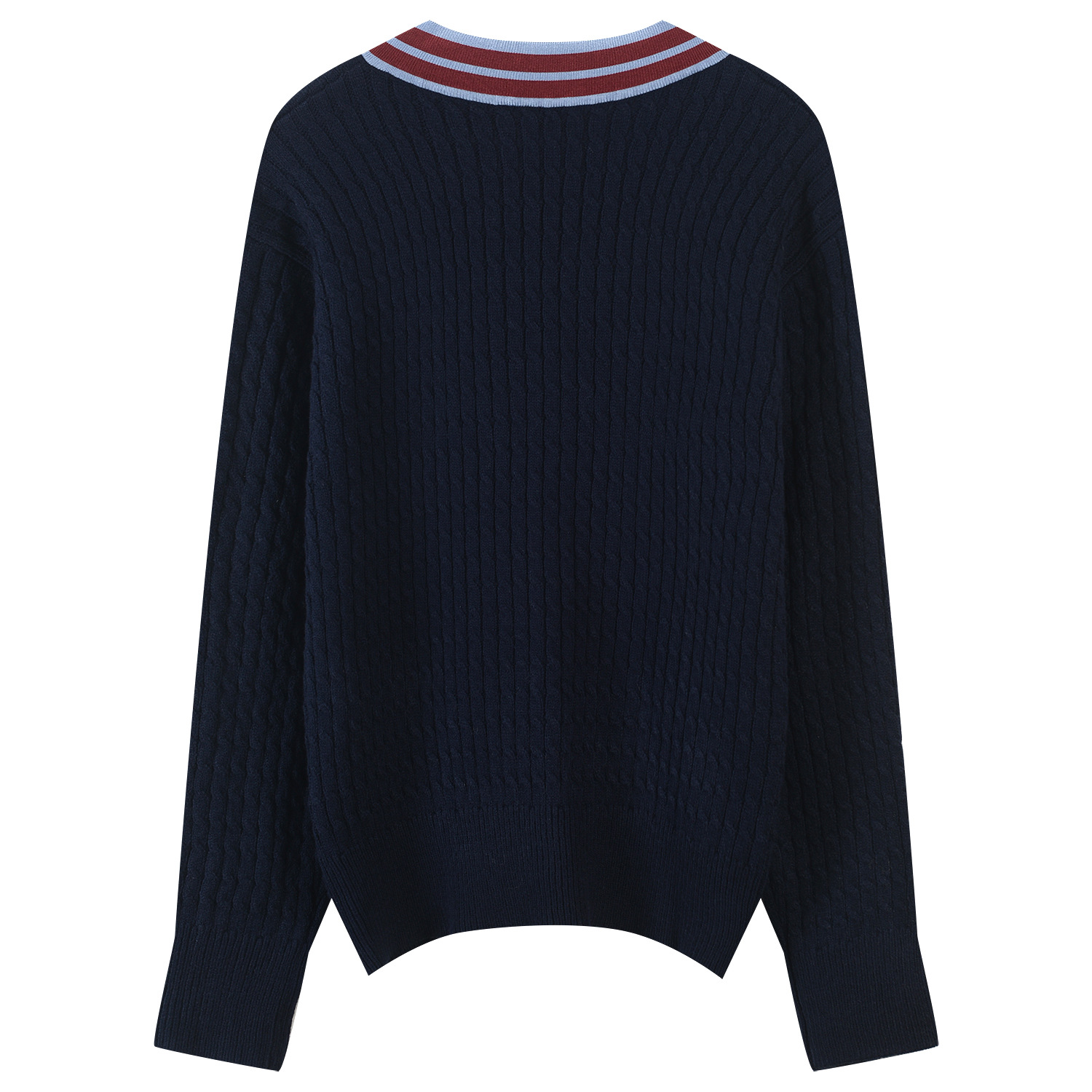 Versatile fashion collegiate V-neck logo knit sweater