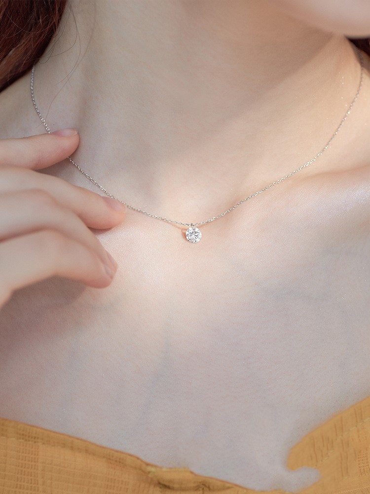 Delicate diamond necklace short clavicle chain