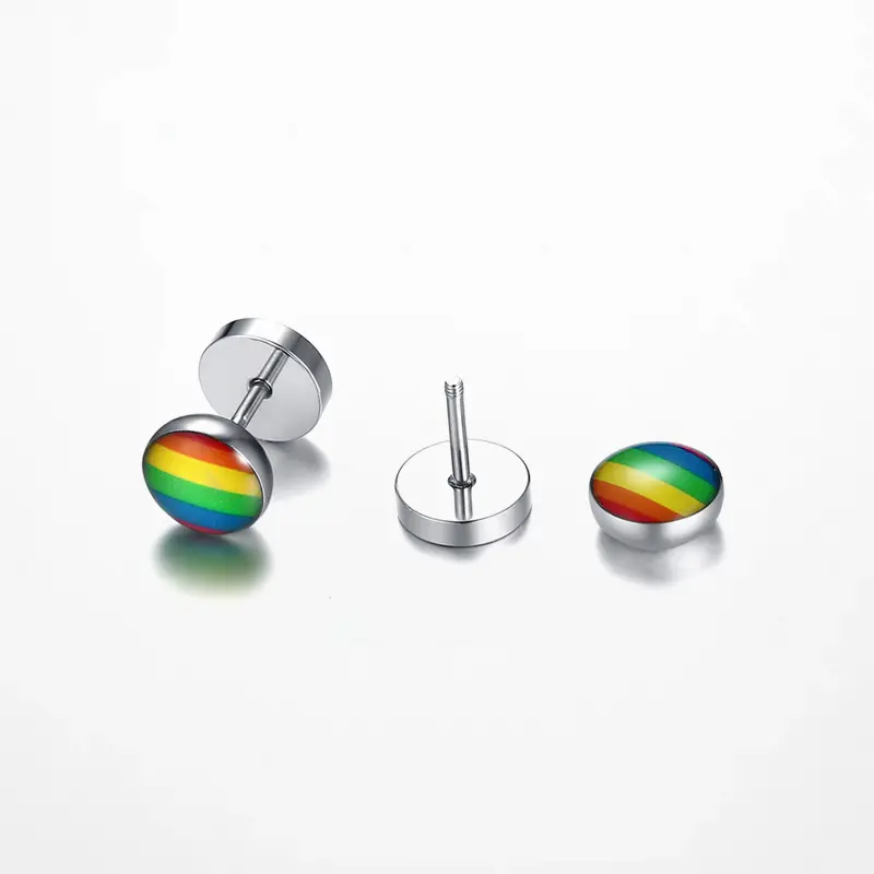 Round dumbbell rainbow Earrings