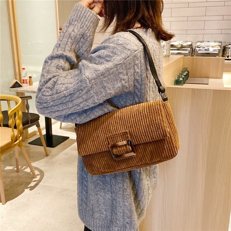 Corduroy fashion all-match trend shoulder bag