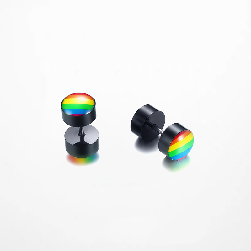 Round dumbbell rainbow Earrings
