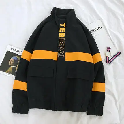 Fashion and leisure college windbreaker coat Black - Shop at LoveMi