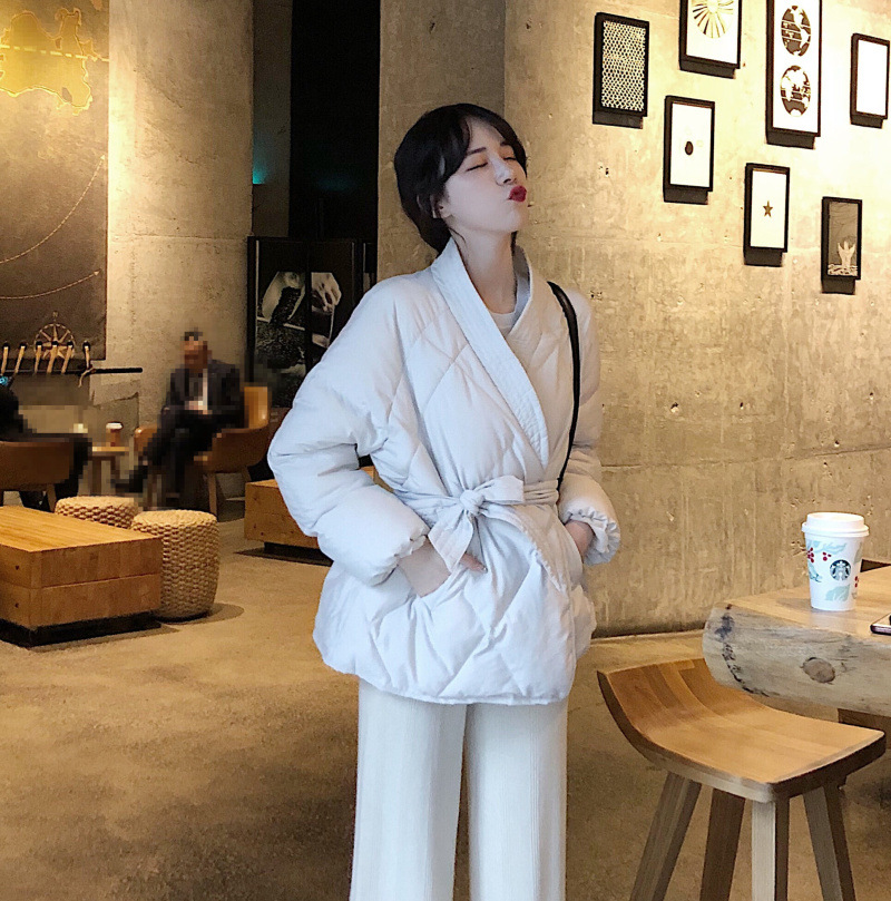 V-neck diamond check cotton suit