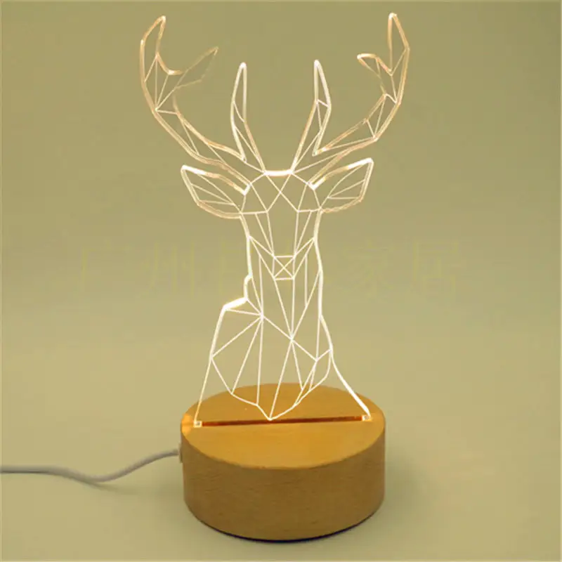 3D solid wood table lamp