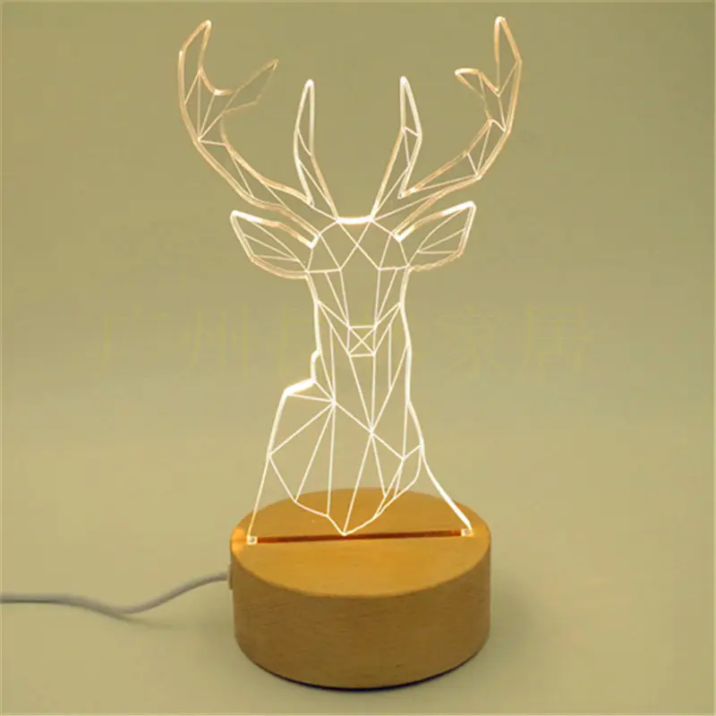 3D solid wood table lamp