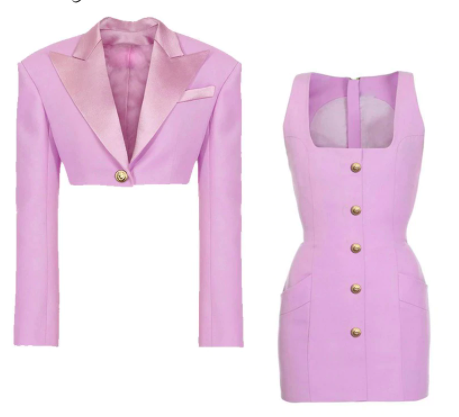 One button personality wide shoulder short coat satin suit