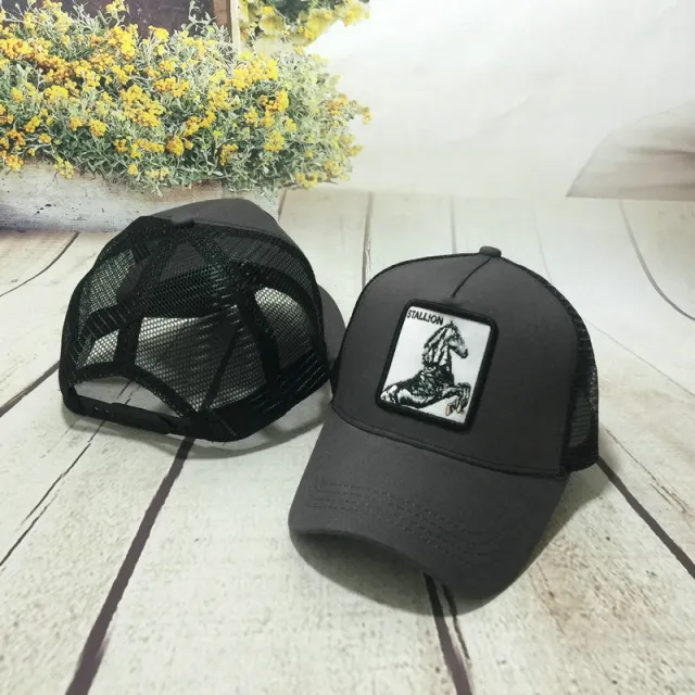 Animal embroidery baseball cap men and women summer Black - Shop at LoveMi