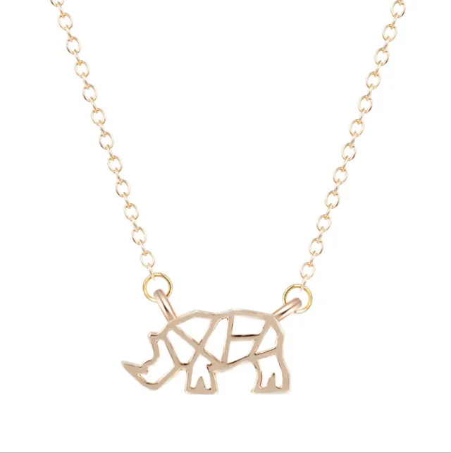 Rhinoceros pendant animal necklace Gold - Shop at LoveMi