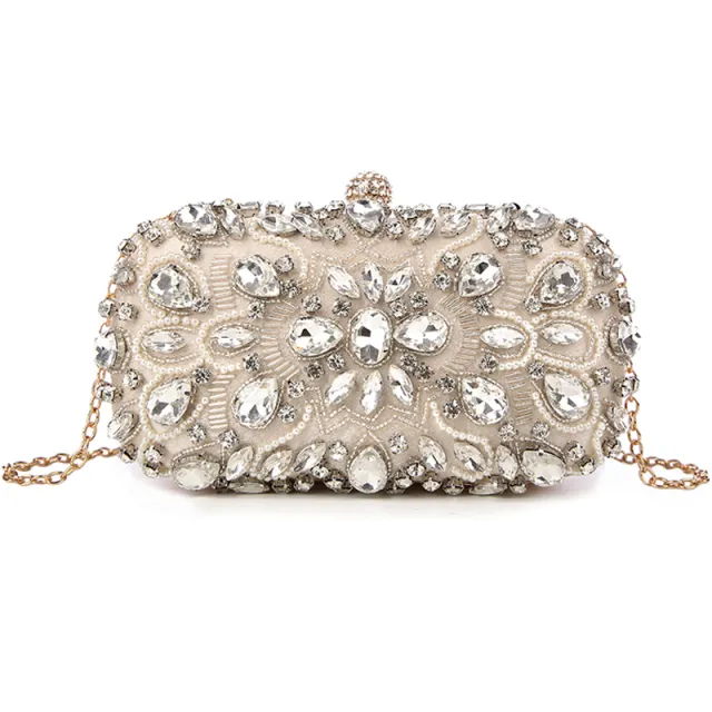 Diamond studded ladies banquet evening bag Apricot - Shop at LoveMi