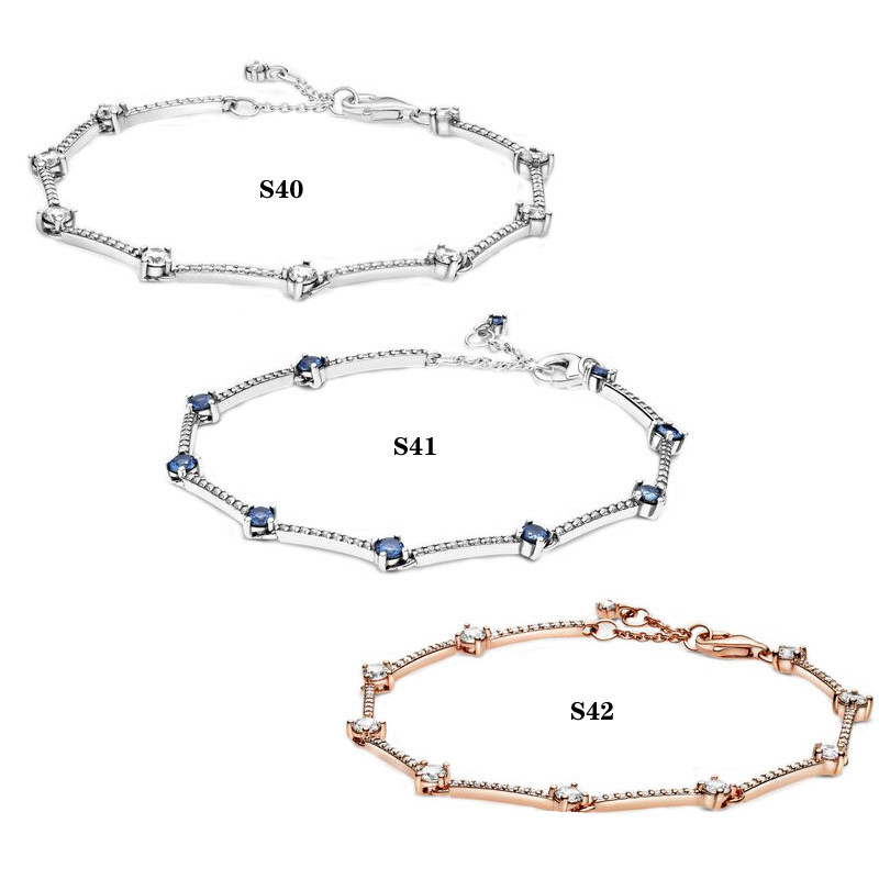 New Sparkling Chain Bracelet In Sterling Silver