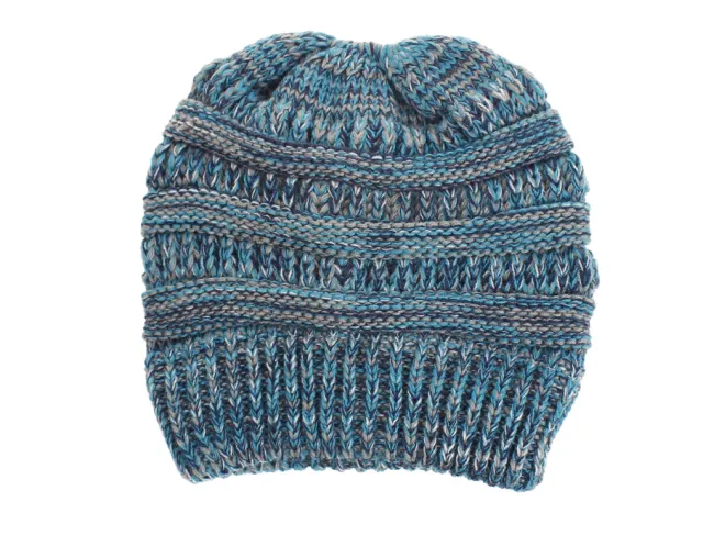 Mixed Color Knitted Wool Hat Ladies Non labeled Ponytail Hat Tan - Shop at LoveMi