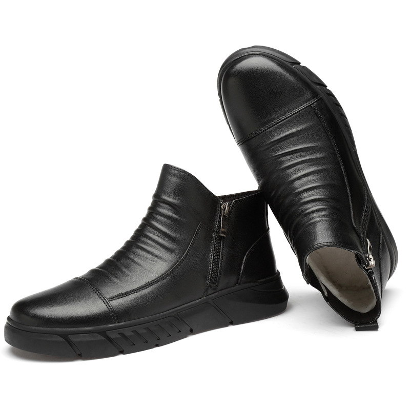 Casual top layer cowhide leather boots