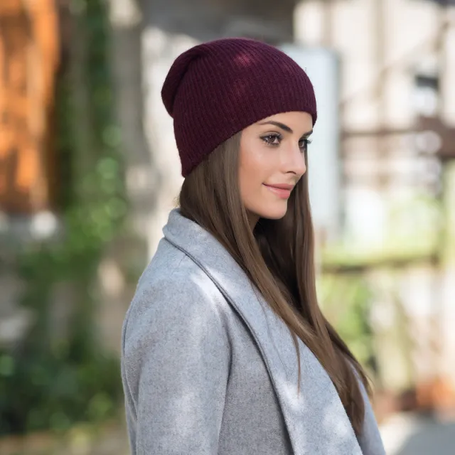 Grey Long Rrabbit Fur Pullover Knitted Hat Red - Shop at LoveMi