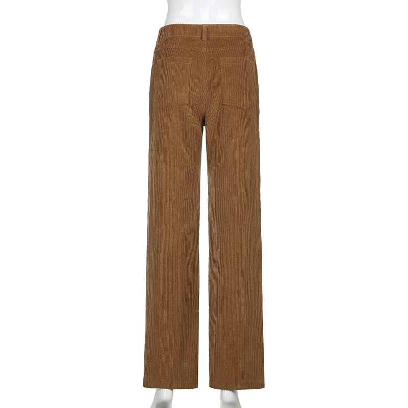 Women's corduroy plain casual straight-leg pants