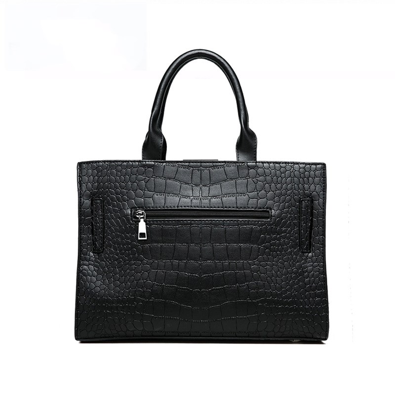 Crocodile-striped cross-body bag with large capacity