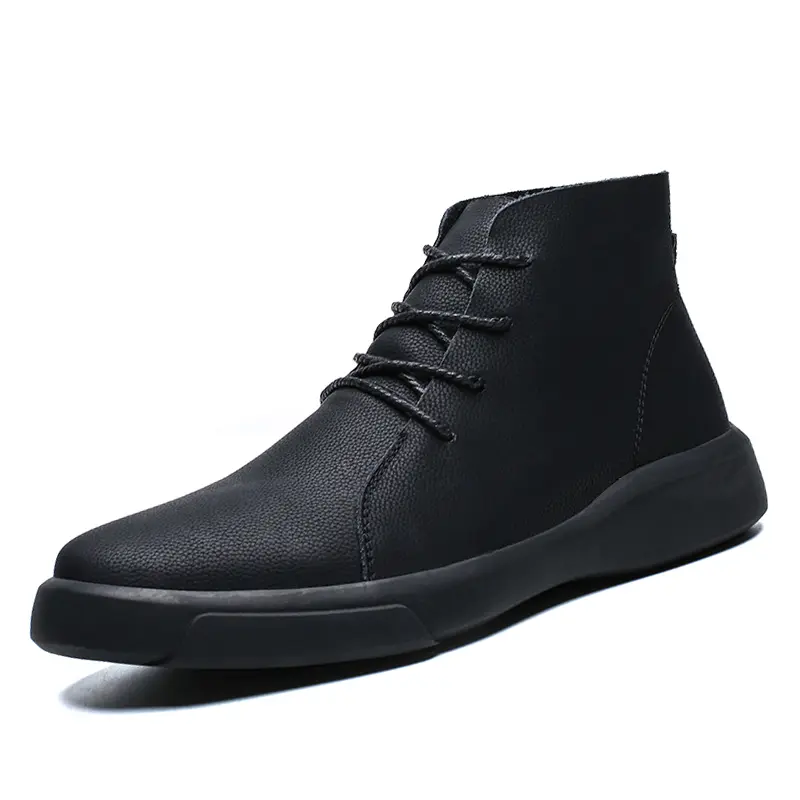 Large size flat men's boots plus fleece tooling boots