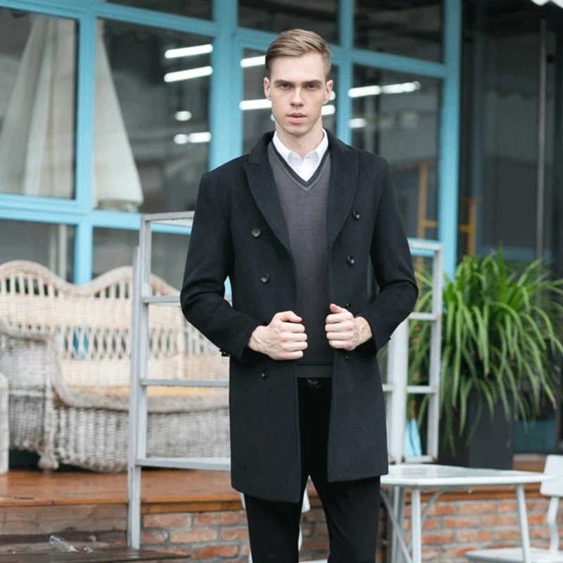 Double breasted woolen coat