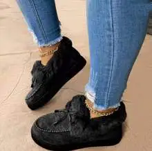 Warm cotton shoes with velvet and thickening - Black