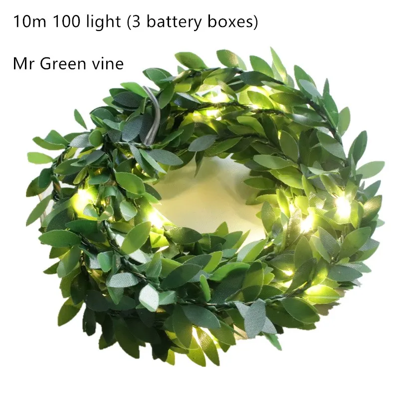 Leaf rattan light string - Green Cane
