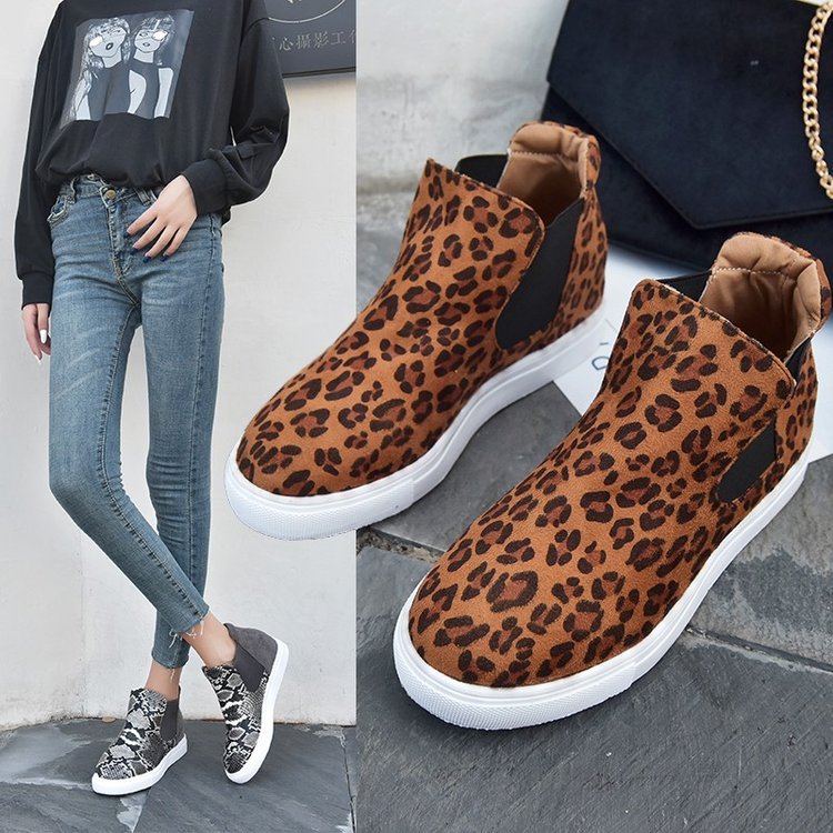 Leopard print platform fashion casual shoes