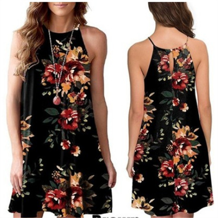 Retro plus sling print dress