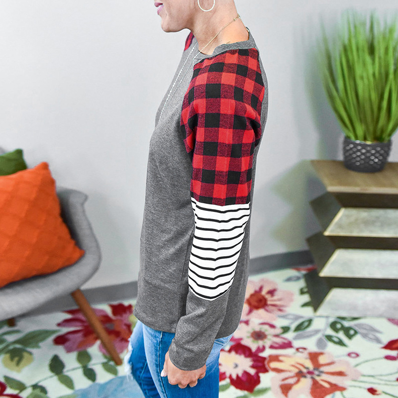 Turtleneck long-sleeved round neck color matching all-match t-shirt