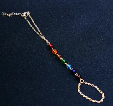 Natural Stone Colorful Finger Chain Yoga Beads Energy Seven
