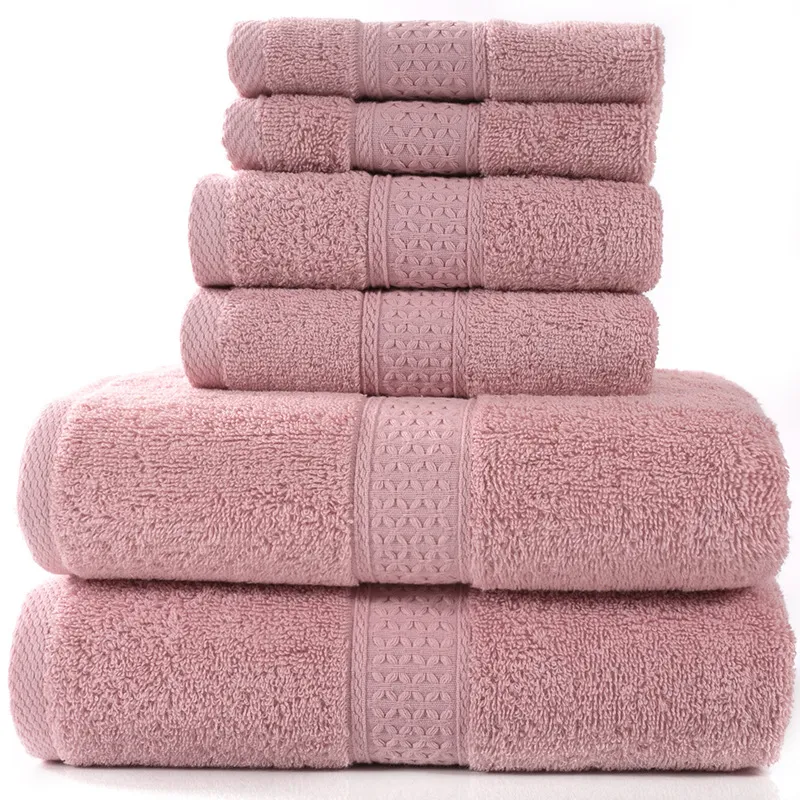 Cotton absorbent towel set of and - Pink