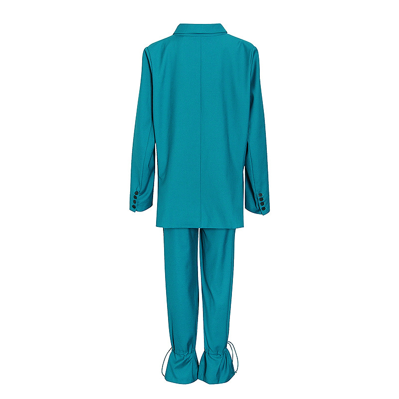 Suit jacket + high waist wide leg trousers suit