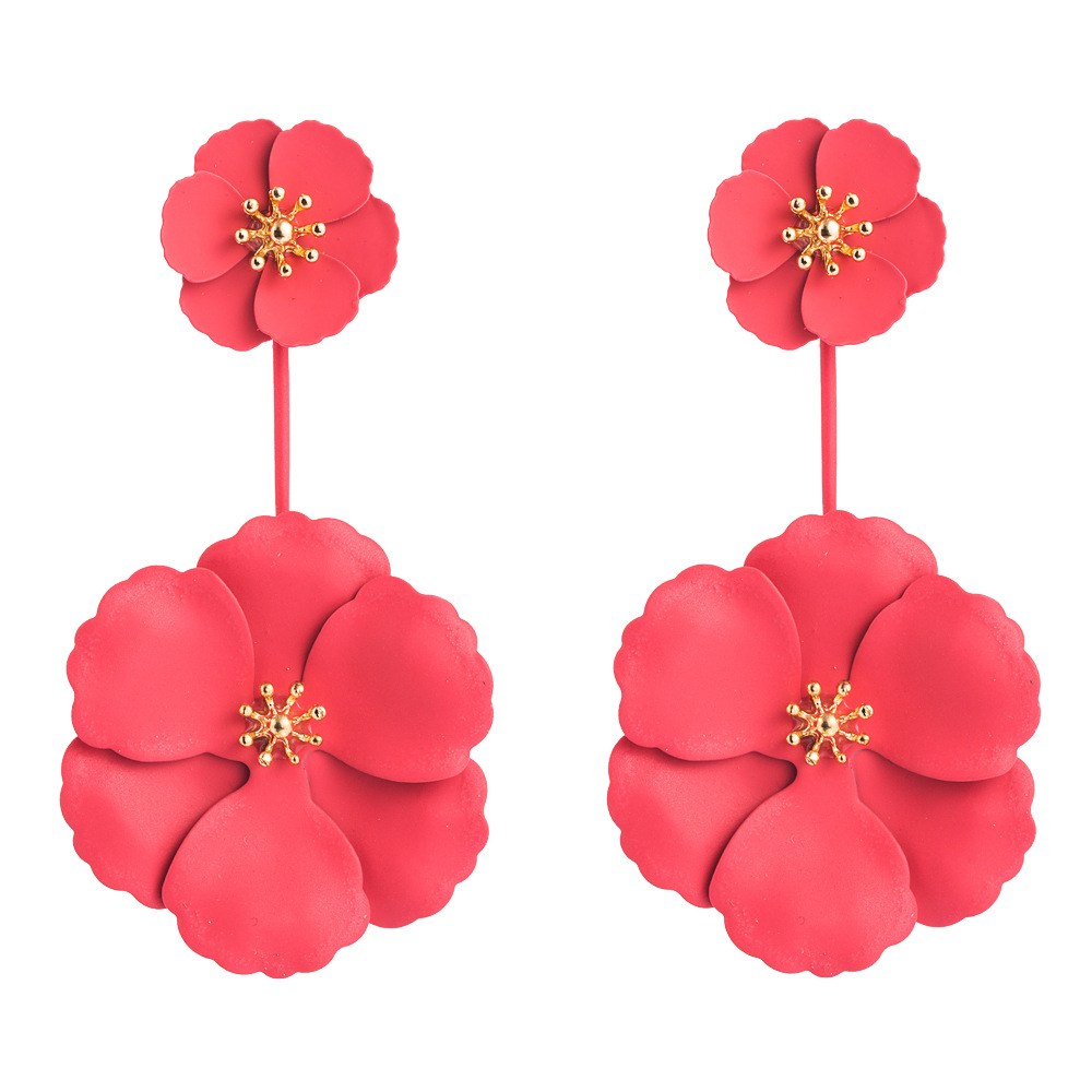 Bohemian alloy flower long earrings