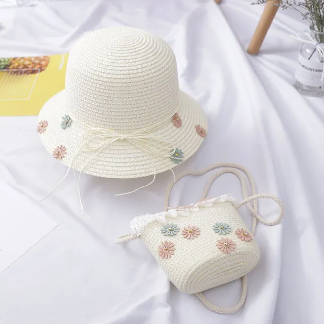 Two piece sun hat straw woven bag White - Shop at LoveMi