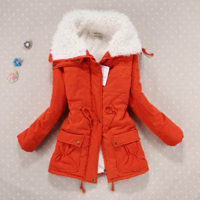 Candy-colored waist-strap cotton coat - Orange