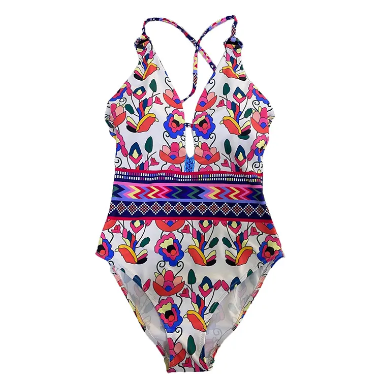 Back triangle one-piece swimsuit - Red