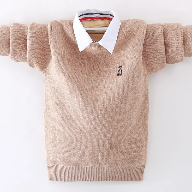 Sweater cotton boy fake two-piece