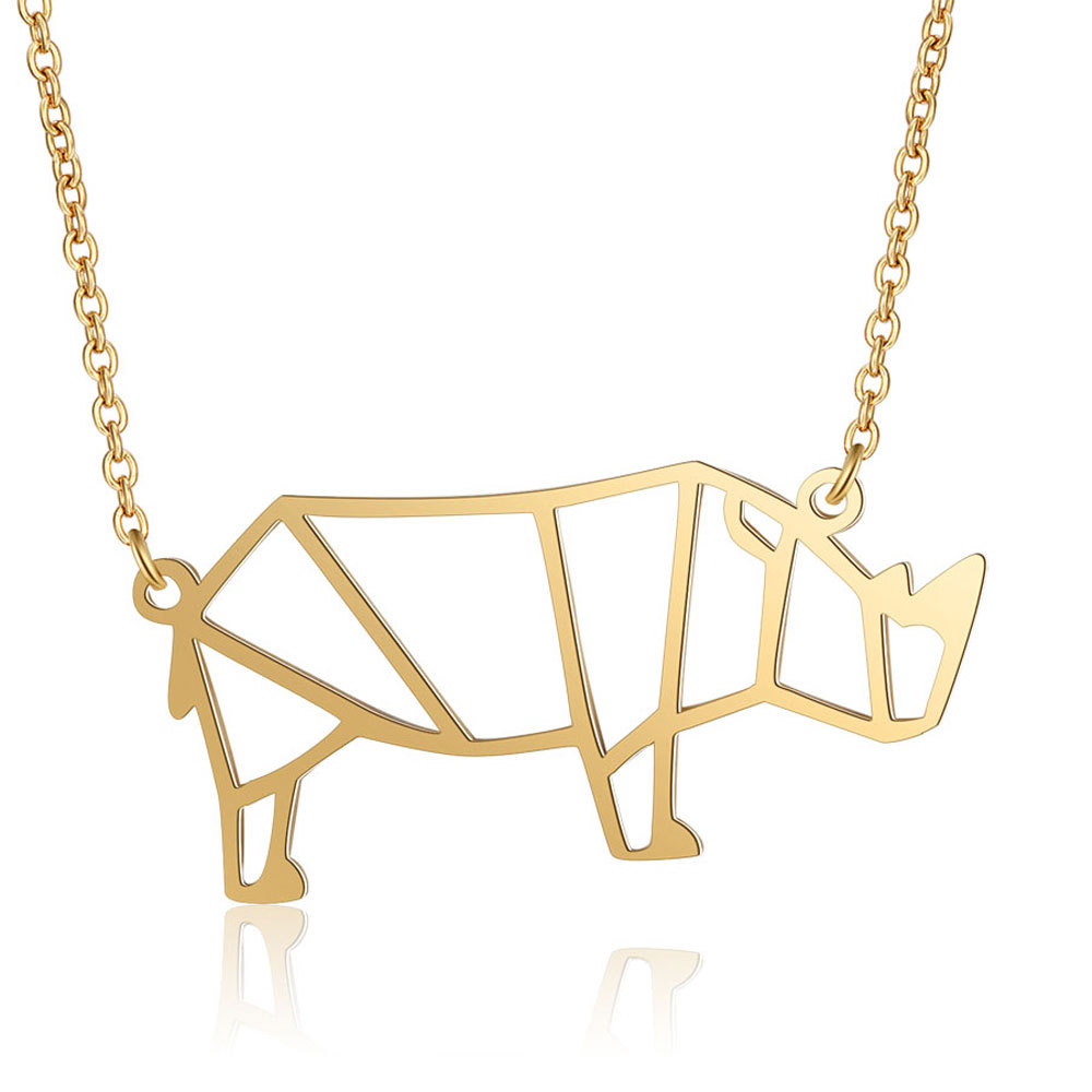 Laser Cut Stainless Steel Rhino Titanium Steel Necklace