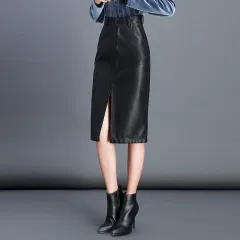 Leather Skirt Ladies Bag Hip Pencil Skirt - Black - View 1