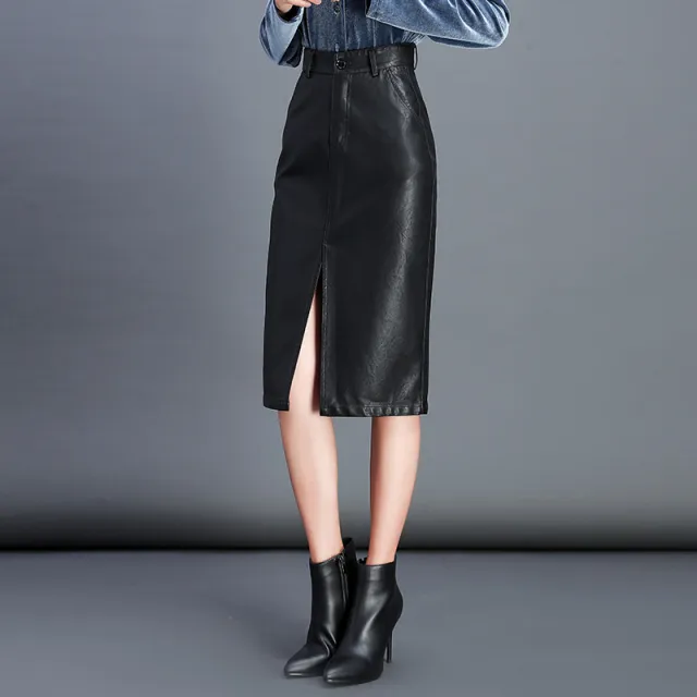 Leather Skirt Ladies Bag Hip Pencil Skirt Black - Shop at LoveMi