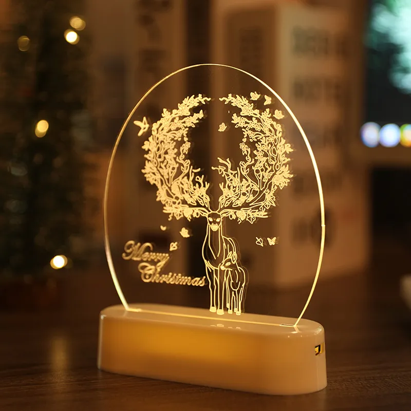 LED Fairy String Lights Battery USB 3D Santa Claus Tree Acrylic Night Light Wedding Christmas Decoration for Home Room Garland – image 5