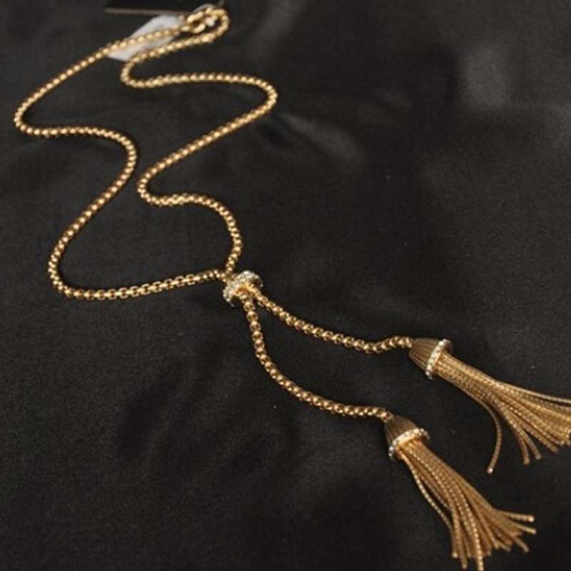 Long Alloy Style Double Tassel Sweater Chain