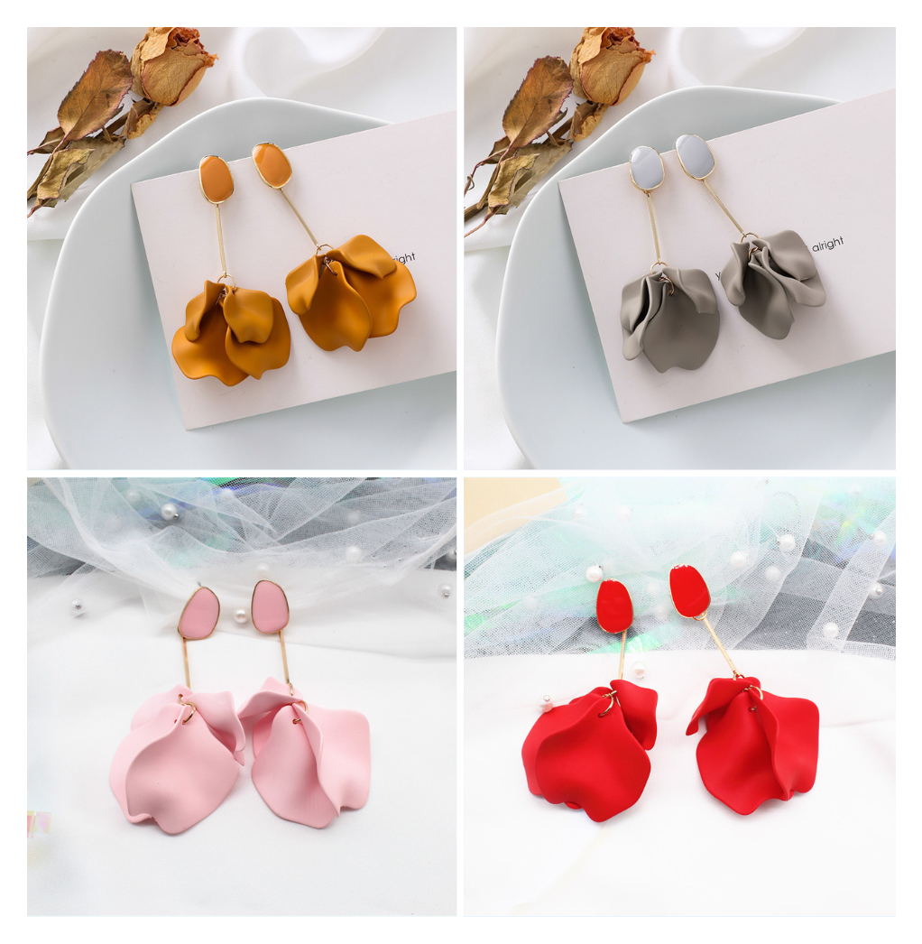 925 Silver Needle Temperament Simple Acrylic Petal Earrings