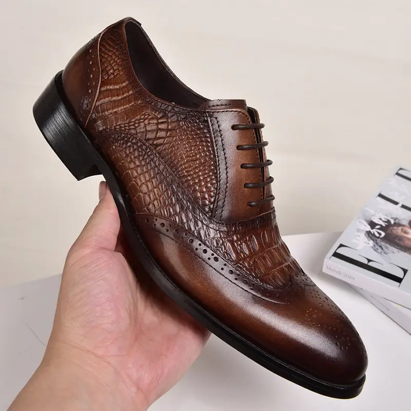 Oxford Men's Old Vintage Leather Shoes Pattern Leather Shoes Large Size