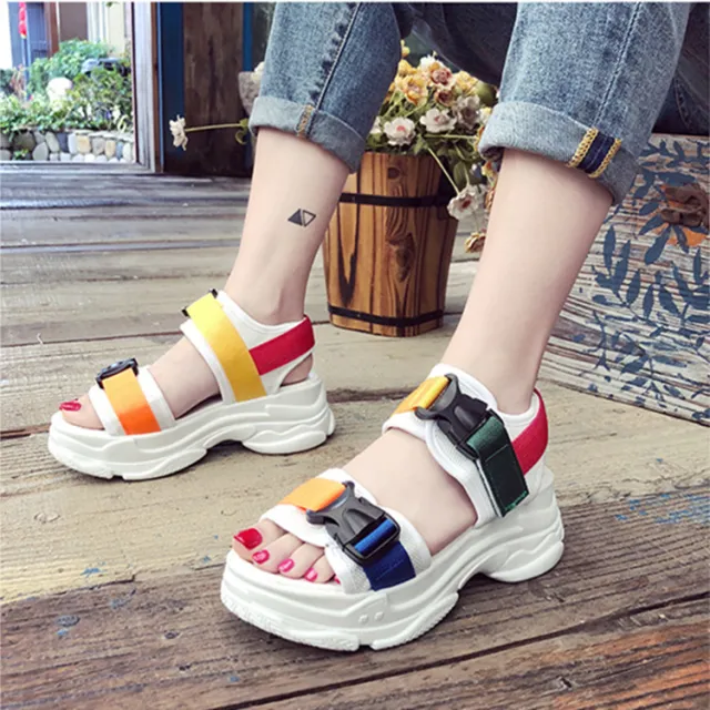 Korean Color Block Platform Platform Shoes White - Shop at LoveMi