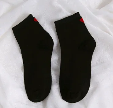 Women's autumn and winter cotton women's socks cotton socks love heart socks women's socks Black - Shop at LoveMi