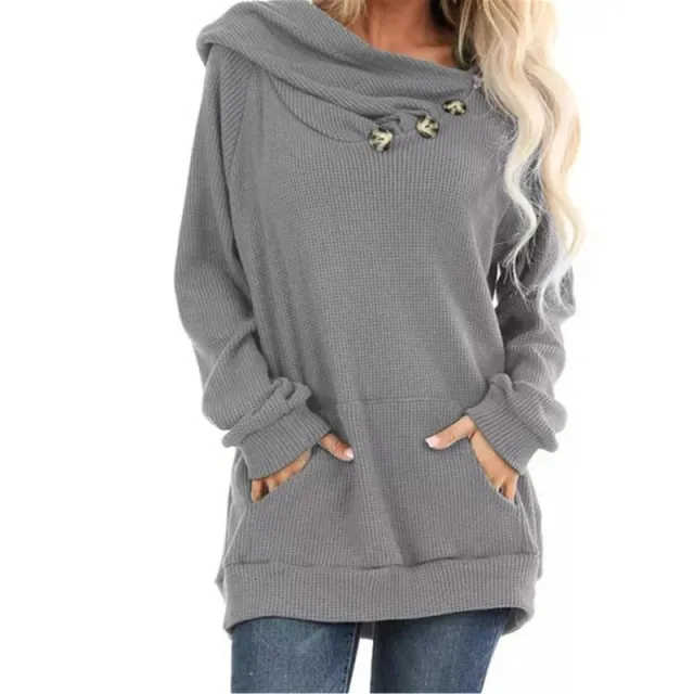 Large pocket button pleated waffle knit hood Grey - Shop at LoveMi
