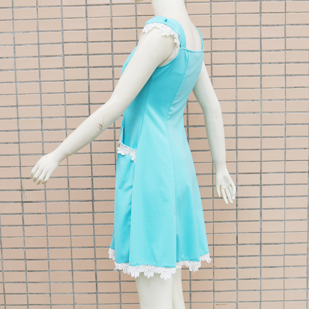 Square Neck Sleeveless Slim-fit Lace Stitching Dress