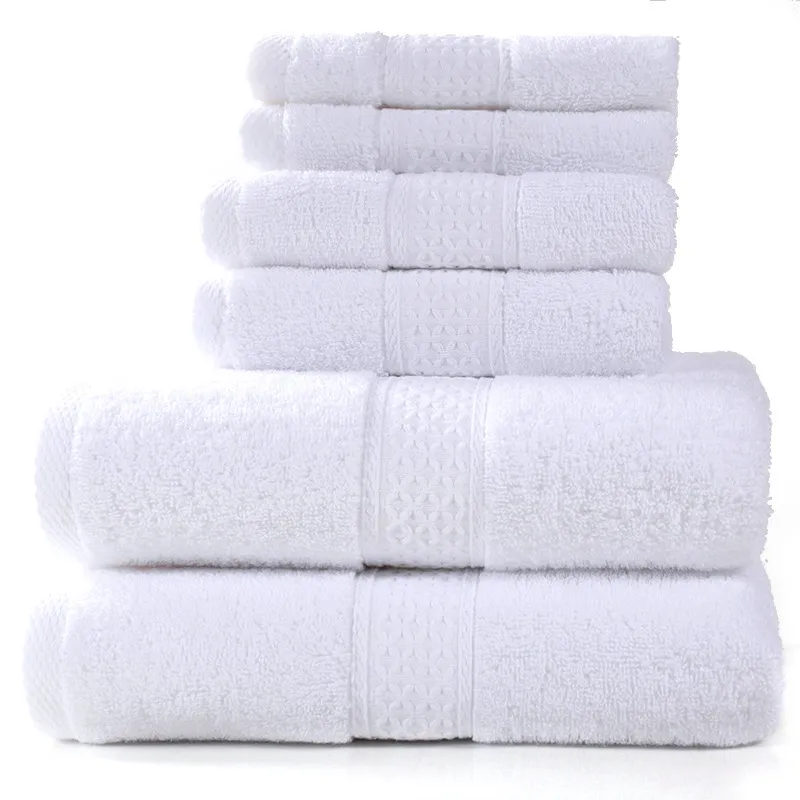 Cotton absorbent towel set of and - White