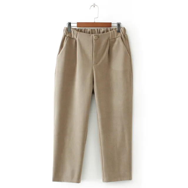 Cropped pants plus size woolen harem pants Oatmeal - Shop at LoveMi